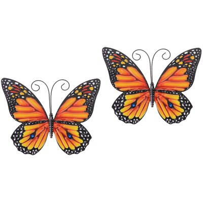 #ad 2pcs Metal 3D Sculpture Colorful Hanging Double Butterflies Wall Decor Door $11.89