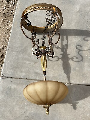 #ad Art Deco Ceiling Light Fixture Pendant Chandelier Glass Hanging Dining Brass Lam $475.00