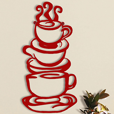 #ad Coffee Cup Metal Wall Art Farmhouse Kitchen Restaurant Decor Coffee Bar Sign R $16.42