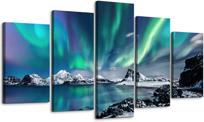 #ad Large Wall Decor for Living Room Canvas Wall Art for Bedroom Blue Aurora Scenery $75.36