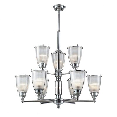 #ad 9 Light Chandelier In Art Deco Style 30 Inches Tall and 33 Inches Wide $1277.07