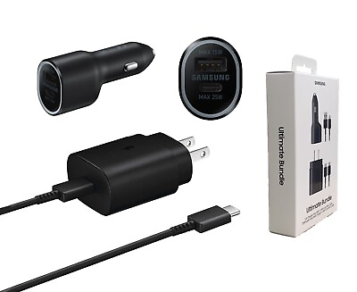 Samsung 25W Super Fast Wall Charger USB C For Samsung AND Car Charger Duo 40W $13.99