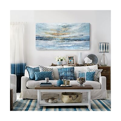 #ad Extra Large Wall Art for Living Room Light Blue Gold Framed Huge Canvas Print... $218.30