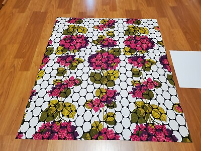 #ad Awesome RARE Vintage Mid Century retro 70s 60s op art circle floral fabric LOOK $27.00