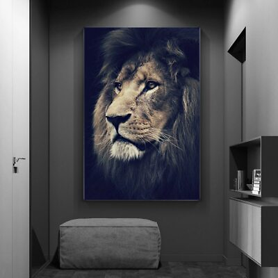 #ad Canvas Wall Art Lion Poster Canvas Print Art Canvas Painting Animal Wall Picture $18.79