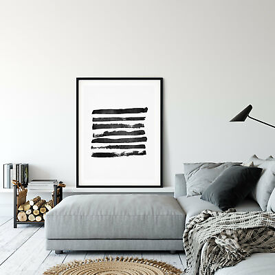 #ad Minimalist Black White Geometric Line Abstract Digital PrintRoom Wall Art Decor $24.93