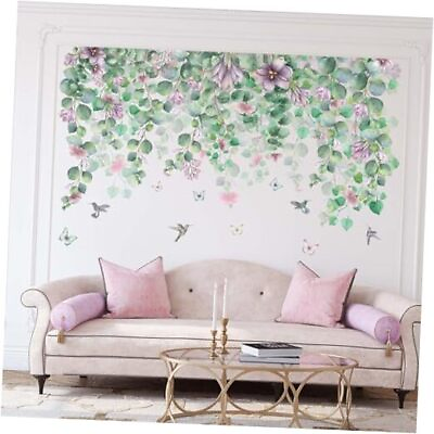 #ad Hanging Vines Leaves Wall Stickers Green Plants Leaf Wall Decals Bedroom $22.56