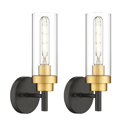 #ad Emak Black and Gold Sconces Wall Decor Set of 2 Bathroom Vanity Light with C... $121.28
