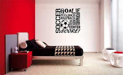 #ad SOCCER COLLAGE SUBWAY LETTERING DECAL WALL VINYL DECOR STICKER ROOM SPORTS KIDS $14.89