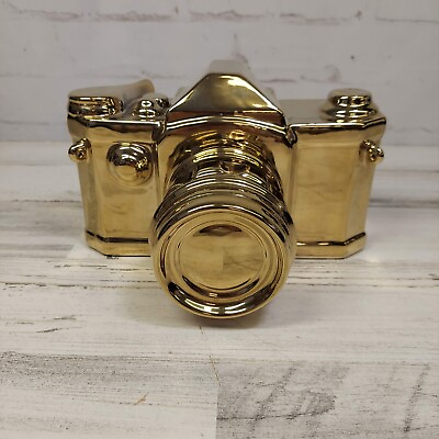 #ad #ad Vintage GOLD 35mm Camera 9quot; Ceramic Photography Decor Collectible Home Display $15.94