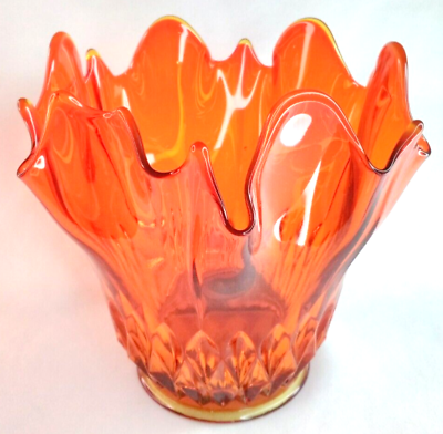 #ad #ad Fenton Glass Handkerchief Vase Colonial Orange Mid Century Modern Home Decor $48.99
