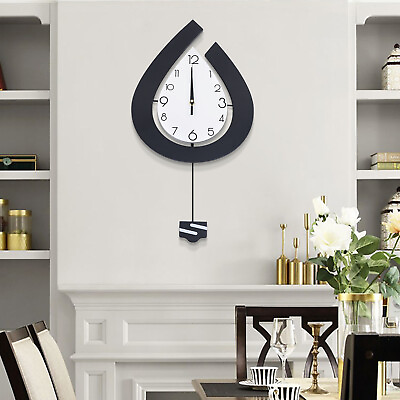 Wall Mounted Clock Water Drop Design Clock Pendulum Quartz Movement Home Decor $28.00