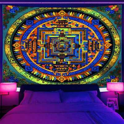#ad #ad Tibetan Buddhist Mandala Large Wall Art Poster Blacklight Tapestry UV Reactive $18.98