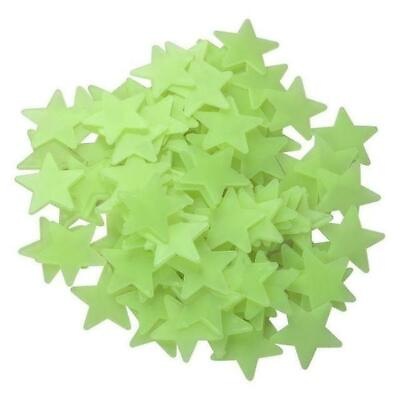 #ad Yellow 100 3D Star Wall Baby Kids Plastic Stickers Glow In the Dark Home Decor $6.81