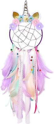 #ad Dream Catchers for Kids Unicorn Wall Decor for Girls Bedroom Flower Feather Wall $18.74