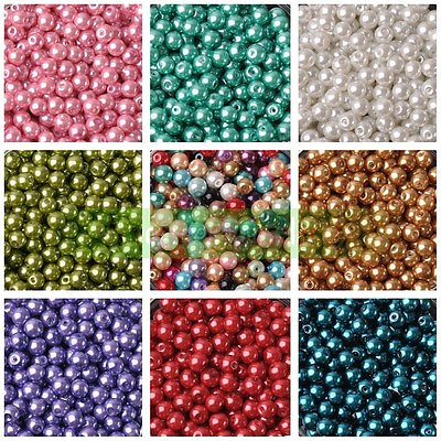 #ad #ad 4mm 6mm 8mm Round Pearl Glass DIY Loose Spacer Beads Wholesale Lot $1.99