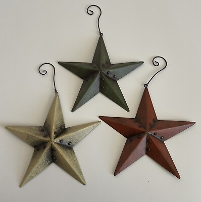 #ad #ad Set Of Three Small Metal Ornamental 5quot; Stars Hanging Decor $9.00
