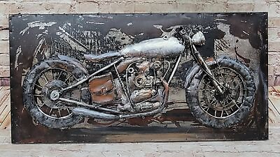 #ad Motorcycle Harley Davidson Mixed Media Hand Painted Iron Wall Sculpture Sale $139.65