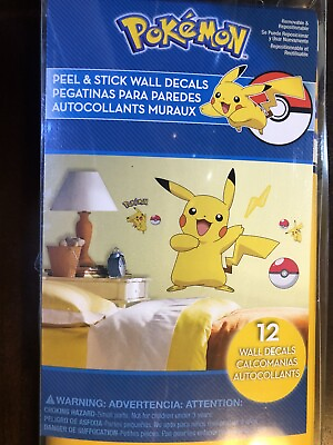 #ad Pokemon Pikachu Peel and Stick Wall Decals. 12 decals with Giant Pikachu $12.00