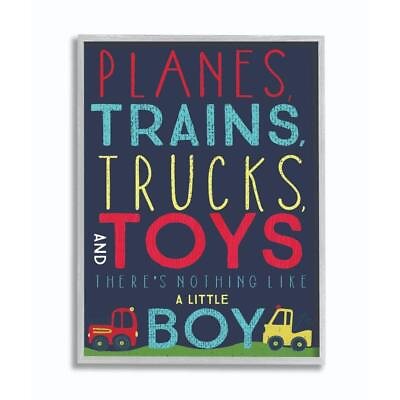 #ad Stupell Industries Planes Trains Trucks and Toys Grey Framed Wall Art 16x2... $57.24