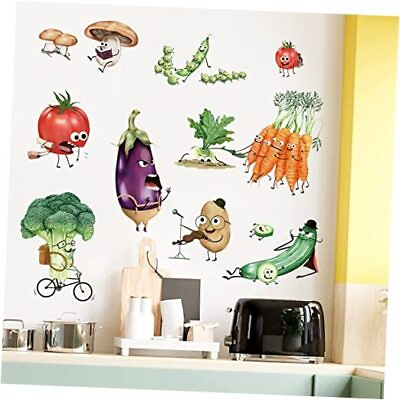 #ad Kitchen Food Wall Stickers Cartoon Vegetables Peel and Stick Wall Art Decals $24.91