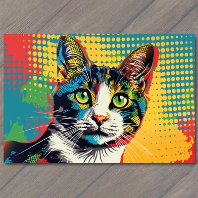 #ad ART PRINT Cat Pop Art Halftone Cartoon Bright Colorful Fun Cute Colors Happy $18.00