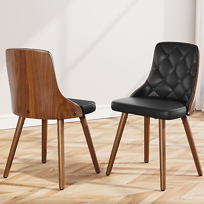 #ad Dining Chairs Set of 2 Upholstered PU Leather Accent Chair Modern Kitchen Black $104.99