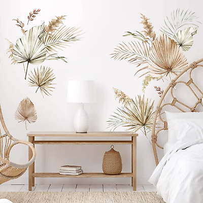 #ad Boho Palm Leaves Wall Decals Large Leaf Plants Wall Stickers Decor Bedroom Livin $29.96