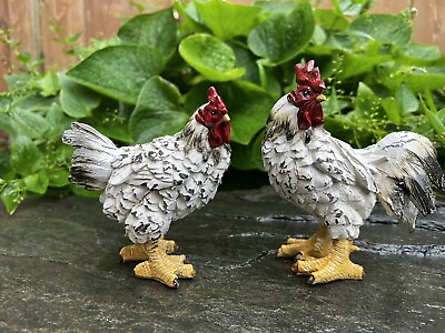 #ad Rooster and Hen Set Home Decoration Statues Farm Birds Chicken Country Kitche $39.99