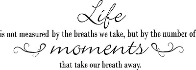 #ad LIFE MEASURED BY BREATHS Vinyl Wall Art Decal Decor Lettering Words Quote $10.93