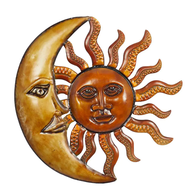 #ad Metal Red Indoor Outdoor Sun and Moon Wall Decor $26.67