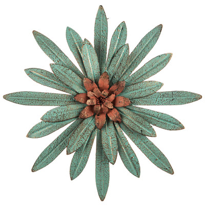 #ad Rustic Turquoise Flower Metal Wall Decor. $27.99