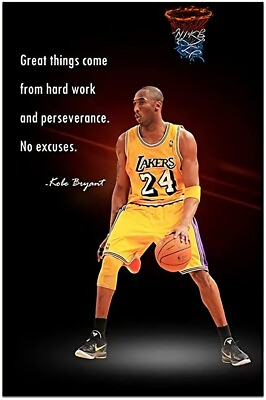 #ad Kobe Bryant Quotes Poster Wall Art Canvas Prints Kobe Bryant Picture NBA Lakers $59.99