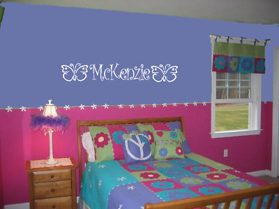 #ad GIRLS NAME BUTTERFLY VINYL WALL DECAL STICKER ROOM DECOR GIRLS BEDROOM LETTERING $10.39
