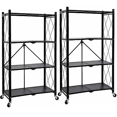 #ad #ad 2PCS 4 Tier Metal Wire Rack Rolling Shelving Unit Adjustable Heavy Duty Storage $106.26