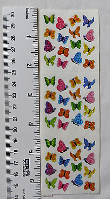 Sandylion BUTTERFLIES MICRO GLITTER 1 Strip of Vintage Butterfly Stickers $5.27