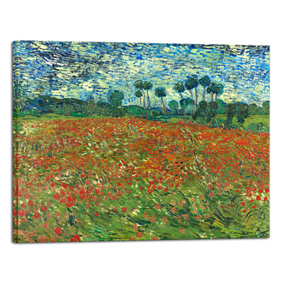 #ad Large Poppy Field June 1890 Canvas Print of Vincent Van Gogh Wall Art Paintings $46.39