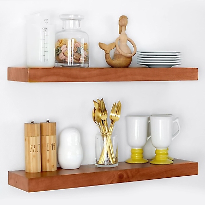 #ad Rustic Farmhouse Floating Shelves Bathroom Wooden Shelves for Wall Mounted T $98.78