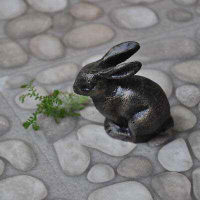 #ad #ad Retro Cast Iron Mini Rabbit Garden Decor Yard Outdoor Lawn Wall Art Metal Decor $12.63