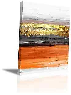 #ad Abstract Wall Art Canvas Orange and Gold Painting 10quot;X15quot; Abstract 03 Framed $26.11