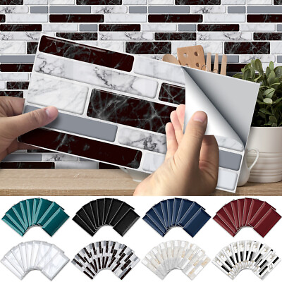 #ad 3D Peel and Stick Tile Stickers Bathroom Kitchen Wall Brick Mosaic Self Adhesive $40.29