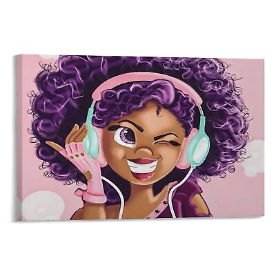 #ad Black Girl Canvas Poster Wall Art Bedroom Decor Office Decor Aesthetic Art Print $20.00