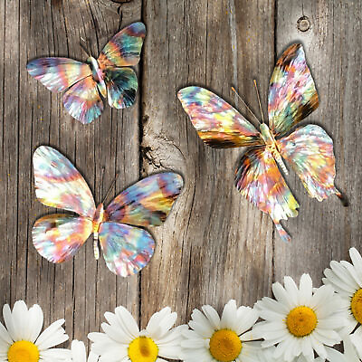 #ad Wall Decor Metal Butterfly Art Realistic Indoor Outdoor Hangings Decoration $13.09