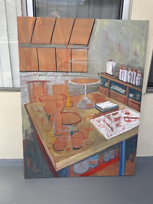 #ad Original Still Life Kitchen Studio Contemporary OIL PAINTING Fruit LARGE $4164.15