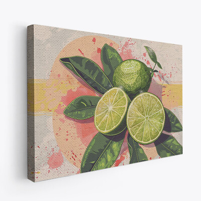 #ad Key Lime Fruit Boho Art Design 2 Horizontal Canvas Wall Art Prints $149.99