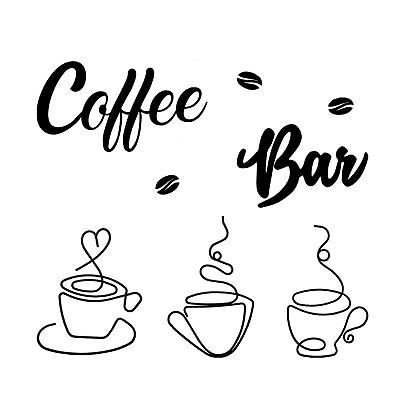 #ad 4pcs Coffee Bar Sign Rustic Hanging Wall Decor Wire Coffee Cup Metal Kitchen... $18.95