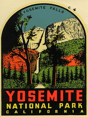 #ad 12836.Decor Poster.Home wall.Room vintage interior design.Yosemite Fall souvenir $19.00