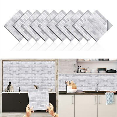 #ad Easy Installation Brick Wall Stickers Kitchen Bathroom Decor 10 Pcs Waterproof $10.95