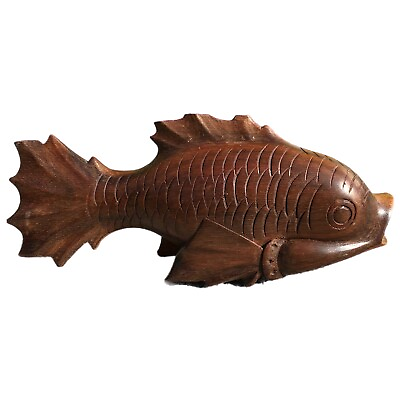 #ad Vintage Hand Carved Wood Bass Fish Small Home Lake house Beach Office Decor 7” $34.99