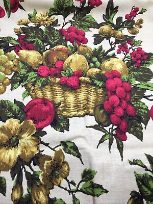 #ad Vintage House and Home Fabric 1 Yard Heavy Canvas Floral Grapes Maroon Green $24.00